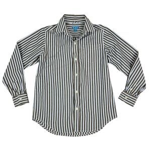 Children's Place Boy's Brown White & Blue Pinstripe Button Down Shirt Size 14